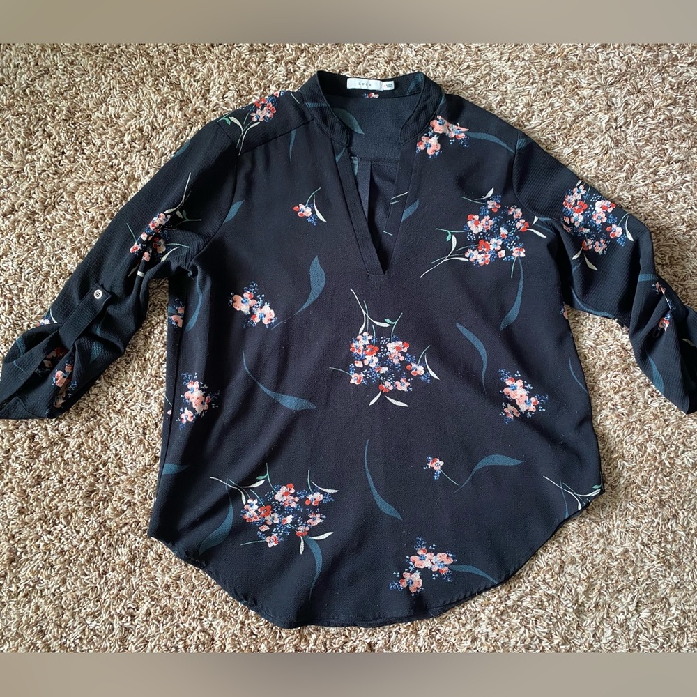 Lush Black Floral blouse